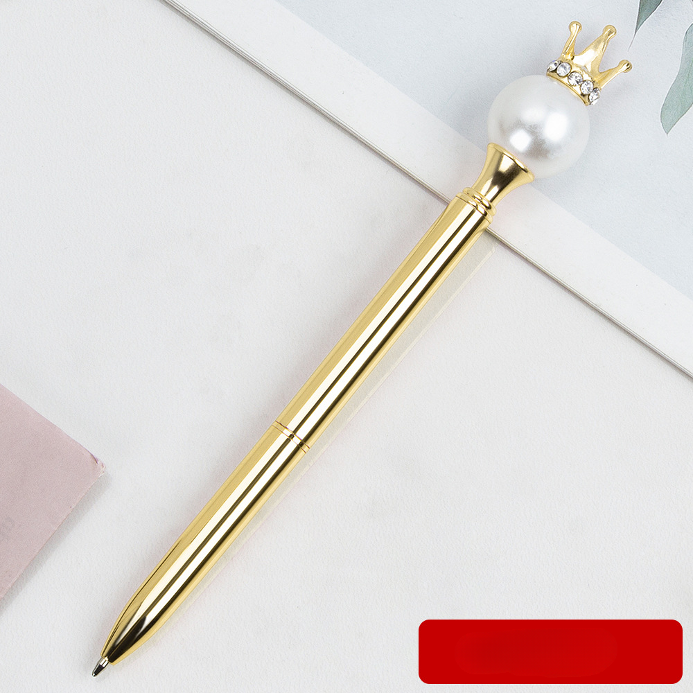Wholesale Pearl Queen Crown Round Metal Ball Pen